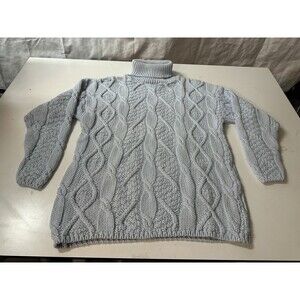 VTG Erik Stewart Blue Knit Ribbed Turtle Neck Women's Pullover Sweater OS - New!